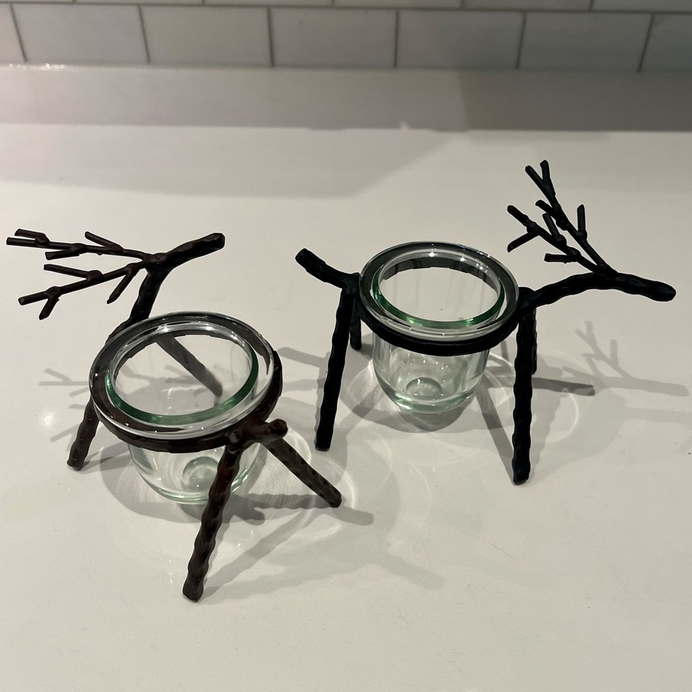 Iron abstract “deer” votive / tea light holders